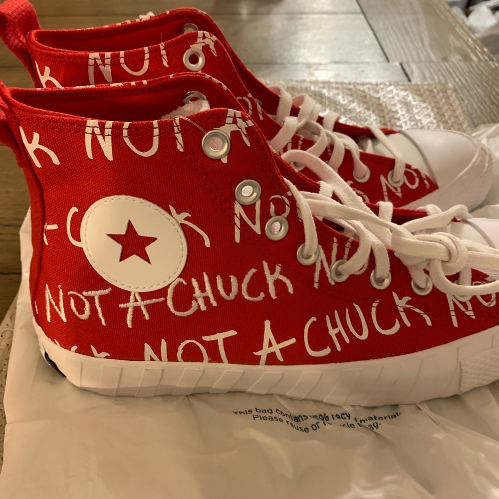 Converse UNT1TL3D High Top Red “NOT A CHUCK” converses brand new never worn
